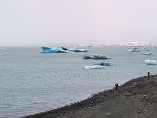 Icebergs drifting from a glacier.
