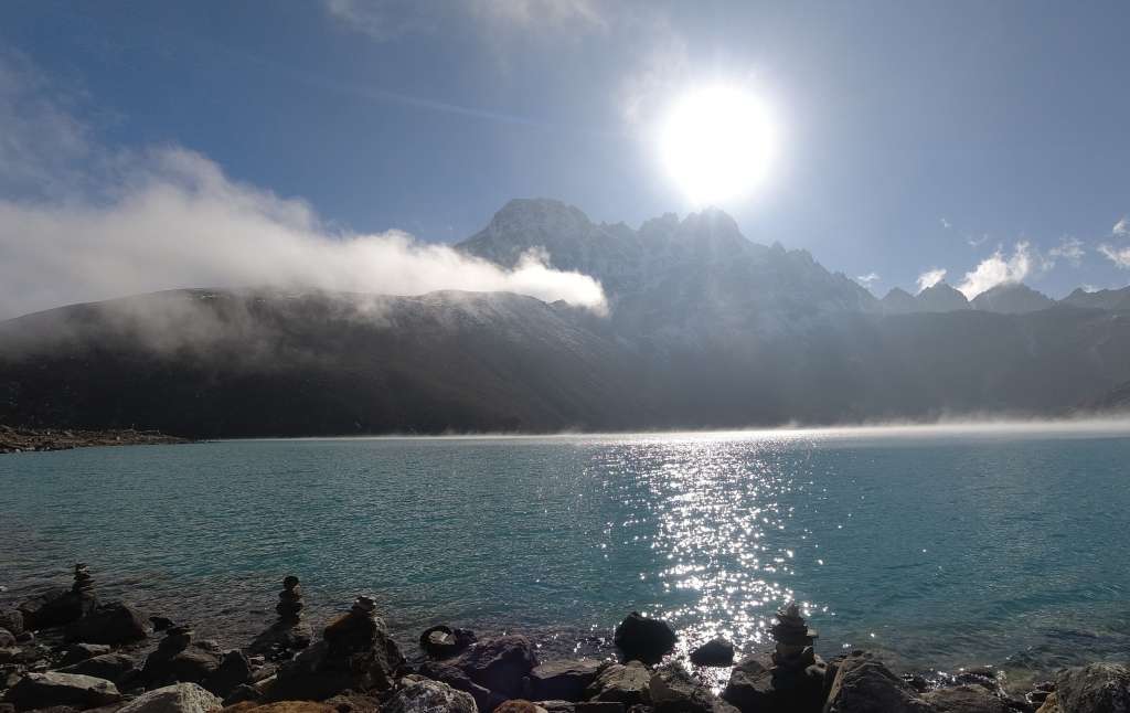 Mountains, lakes and mist.