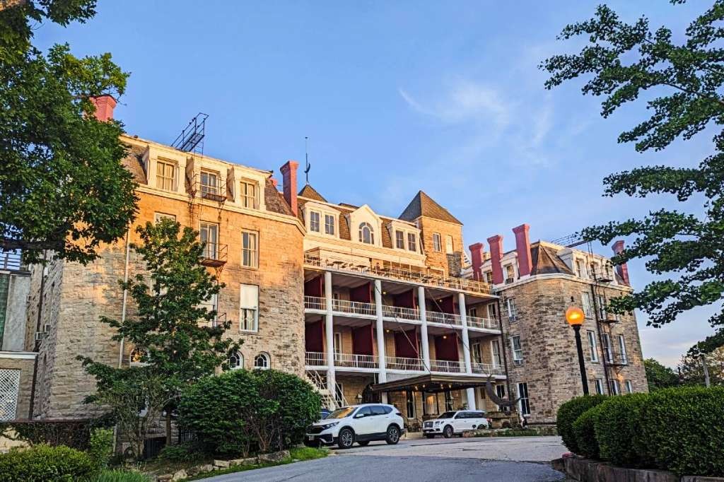 The Crescent Hotel, Eureka Springs on a sunny day in the Ozarks